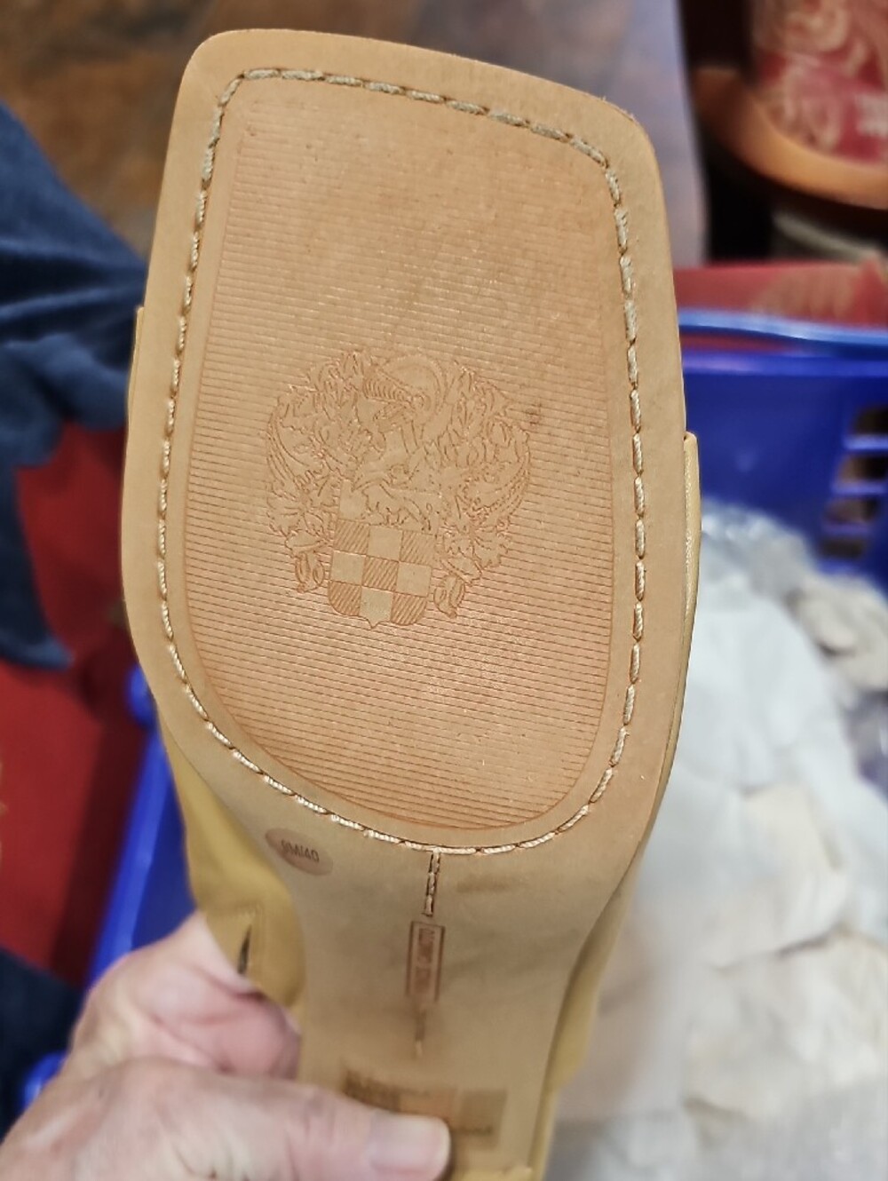 Vince Camuto Tan Square-Toe Leather Slide Mules - Picture 4 of 8